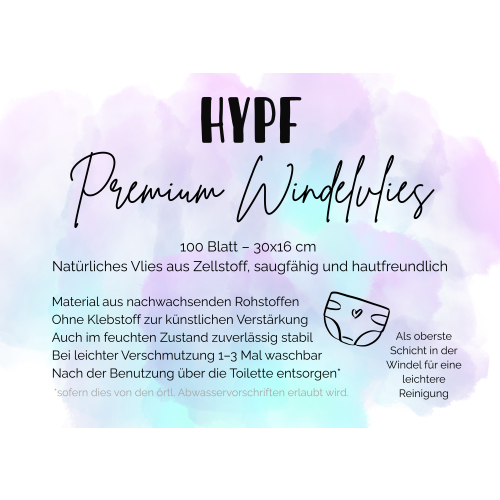 Hypf Premium Windelvlies - 100 Blatt - waschbar