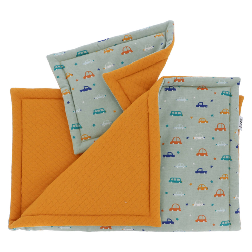 Hypf Kinderwagen Set Autos Flanell 1 Decke + 1 Kissen (zweifarbiges Kissen)