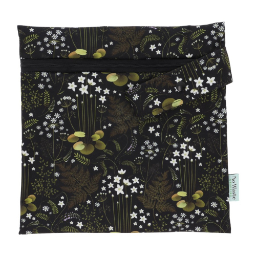 NoWaste WetBag M Ferns on Black